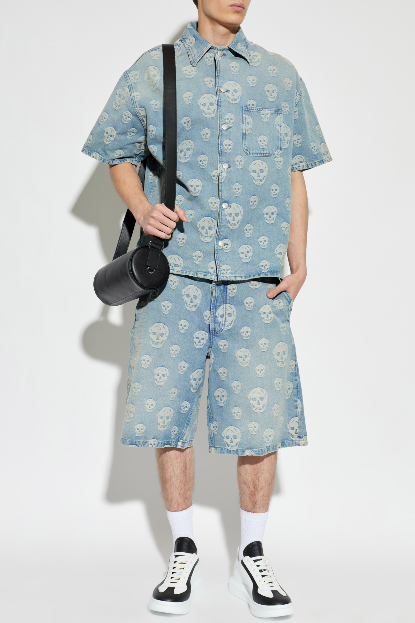 Alexander McQueen Denim shirt with a distinctive skull motif